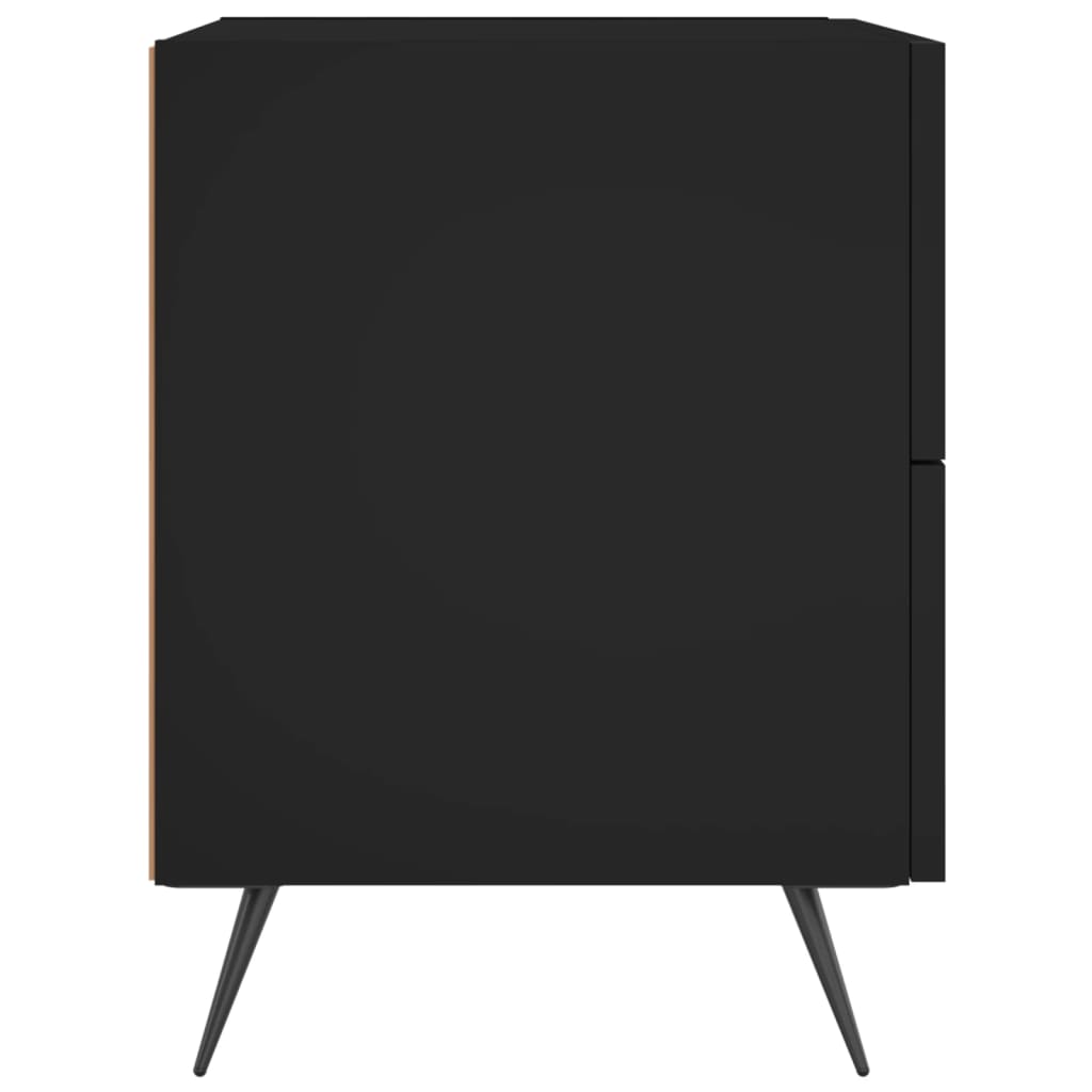 2 Black Engineered Wood Bedside Cabinets 40x35x47.5 cm