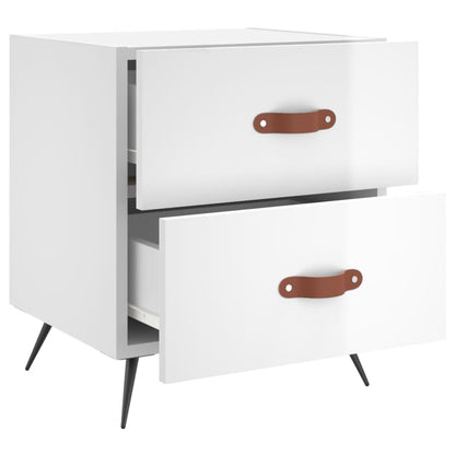 High Gloss White Bedside Cabinet 40x35x47.5 cm - Engineered Wood