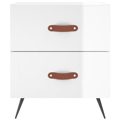 High Gloss White Bedside Cabinet 40x35x47.5 cm - Engineered Wood