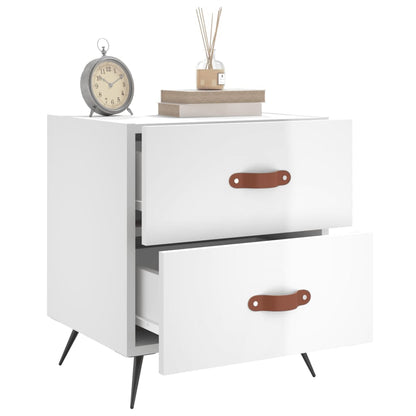 High Gloss White Bedside Cabinet 40x35x47.5 cm - Engineered Wood