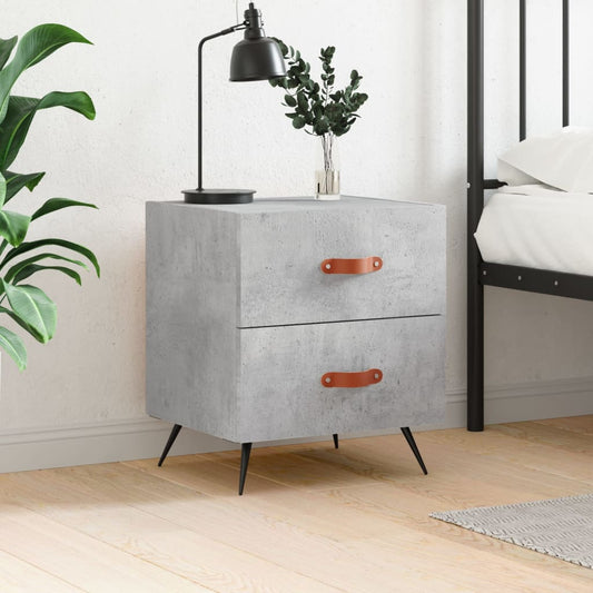 Concrete Grey Bedside Cabinet - Engineered Wood, 40x35x47.5 cm