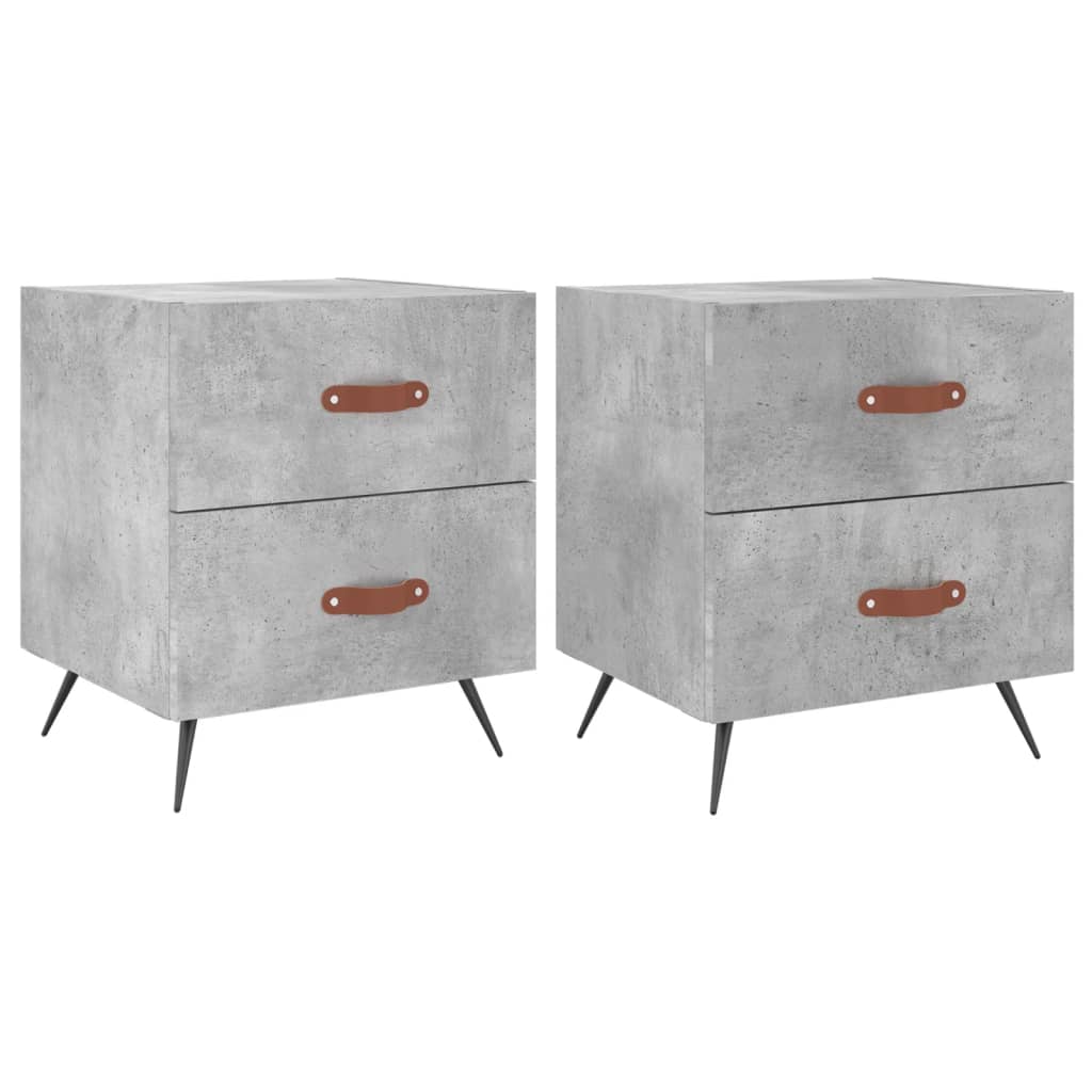 Concrete Grey Bedside Cabinets 2 Pcs - Engineered Wood 40x35x47.5 cm