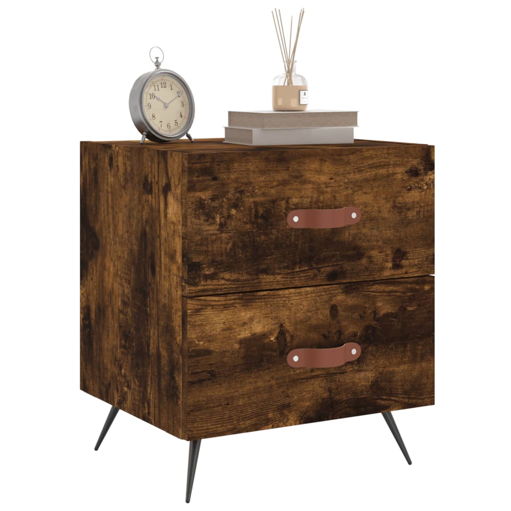 Bedside Cabinets 2 pcs Smoked Oak 40x35x47.5 cm Engineered Wood
