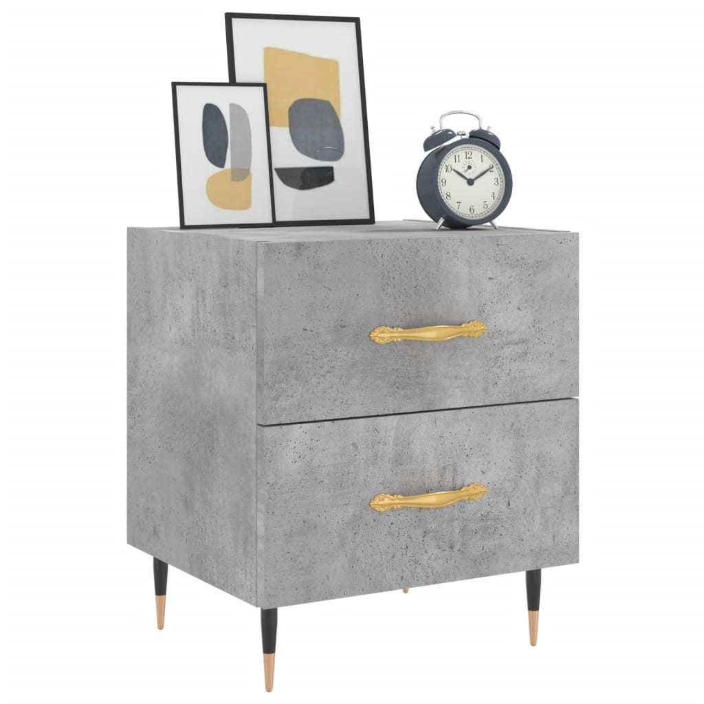 Concrete Grey Bedside Cabinets - Set of 2, 40x35x47.5 cm Wood