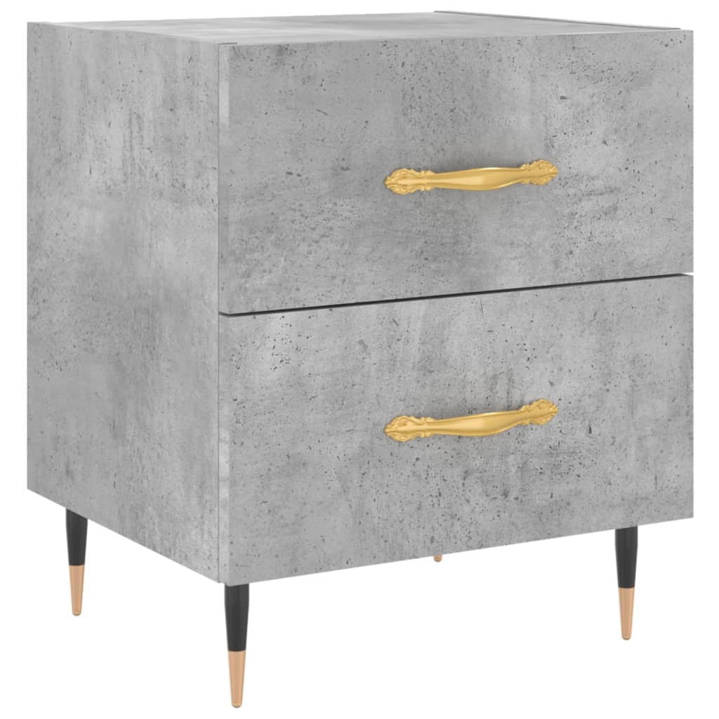 Concrete Grey Bedside Cabinets - Set of 2, 40x35x47.5 cm Wood