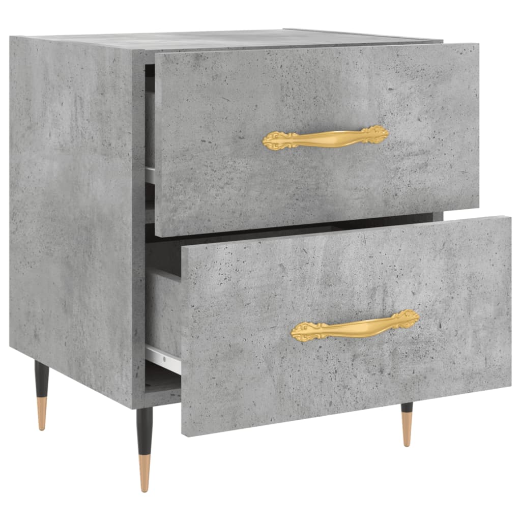 Concrete Grey Bedside Cabinets - Set of 2, 40x35x47.5 cm Wood