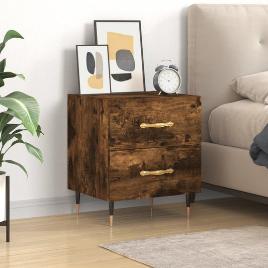 Smoked Oak Bedside Cabinet 40x35x47.5 cm - Engineered Wood