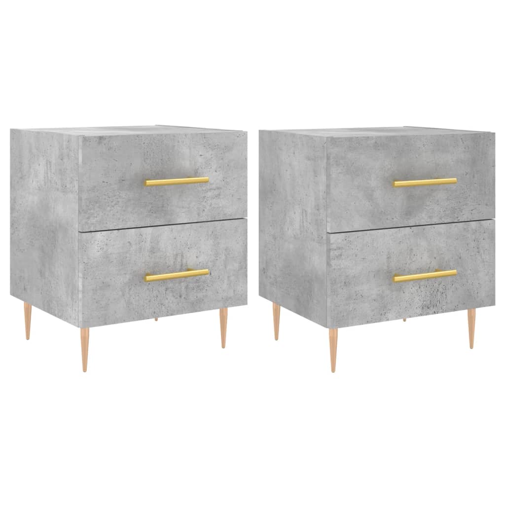 Concrete Grey Bedside Cabinets Set of 2, 40x35x47.5 cm - Engineered Wood