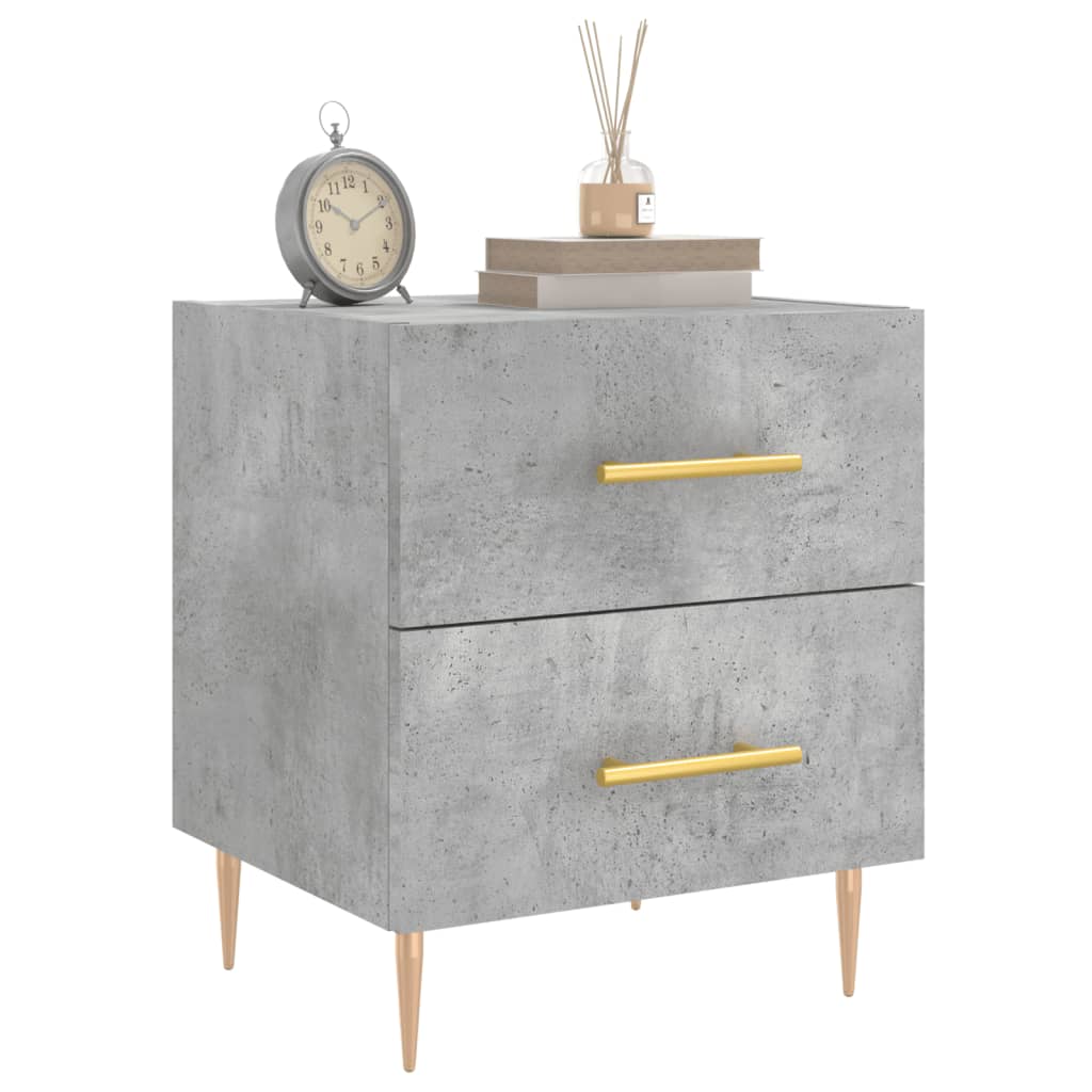 Concrete Grey Bedside Cabinets Set of 2, 40x35x47.5 cm - Engineered Wood
