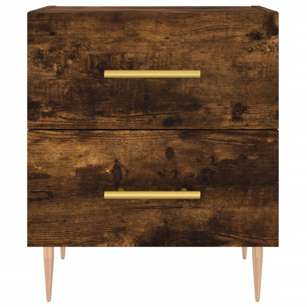 Smoked Oak Bedside Cabinets Set - Engineered Wood, 40x35x47.5 cm