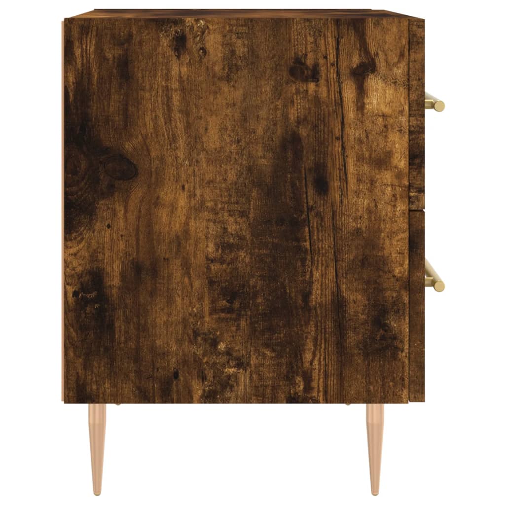Smoked Oak Bedside Cabinets Set - Engineered Wood, 40x35x47.5 cm