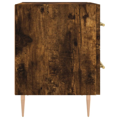 Smoked Oak Bedside Cabinets Set - Engineered Wood, 40x35x47.5 cm