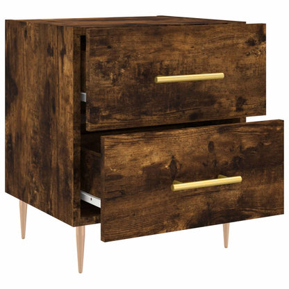 Smoked Oak Bedside Cabinets Set - Engineered Wood, 40x35x47.5 cm