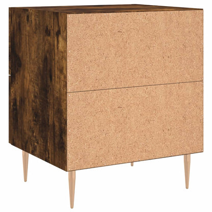 Smoked Oak Bedside Cabinets Set - Engineered Wood, 40x35x47.5 cm