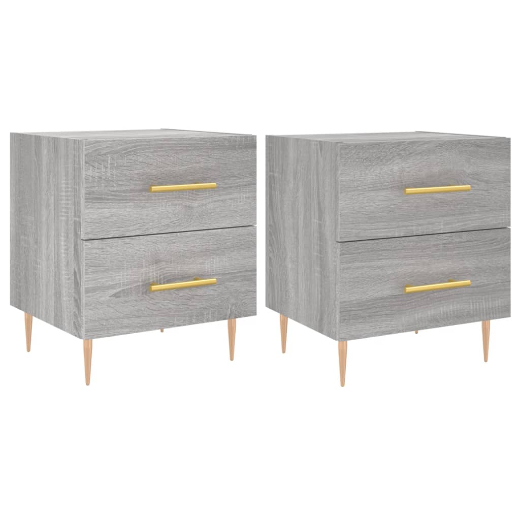Grey Sonoma Engineered Wood Bedside Cabinets 2pcs, 40x35x47.5cm