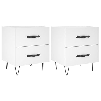 White Engineered Wood Bedside Cabinets Set 2pcs 40x35x47.5 cm