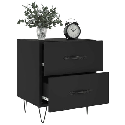 Set of 2 Black Bedside Cabinets, Engineered Wood, 40x35x47.5 cm