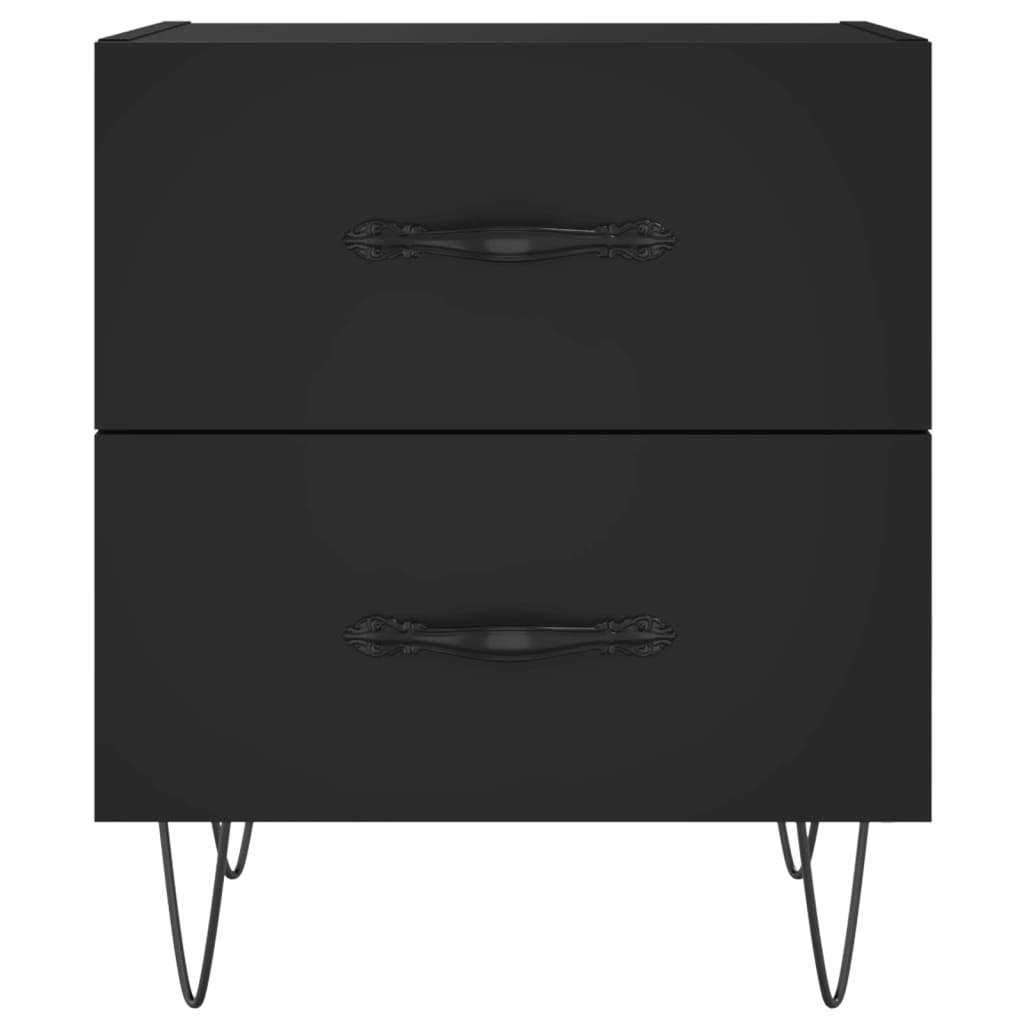 Set of 2 Black Bedside Cabinets, Engineered Wood, 40x35x47.5 cm