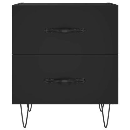 Set of 2 Black Bedside Cabinets, Engineered Wood, 40x35x47.5 cm