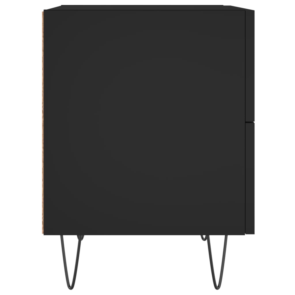 Set of 2 Black Bedside Cabinets, Engineered Wood, 40x35x47.5 cm