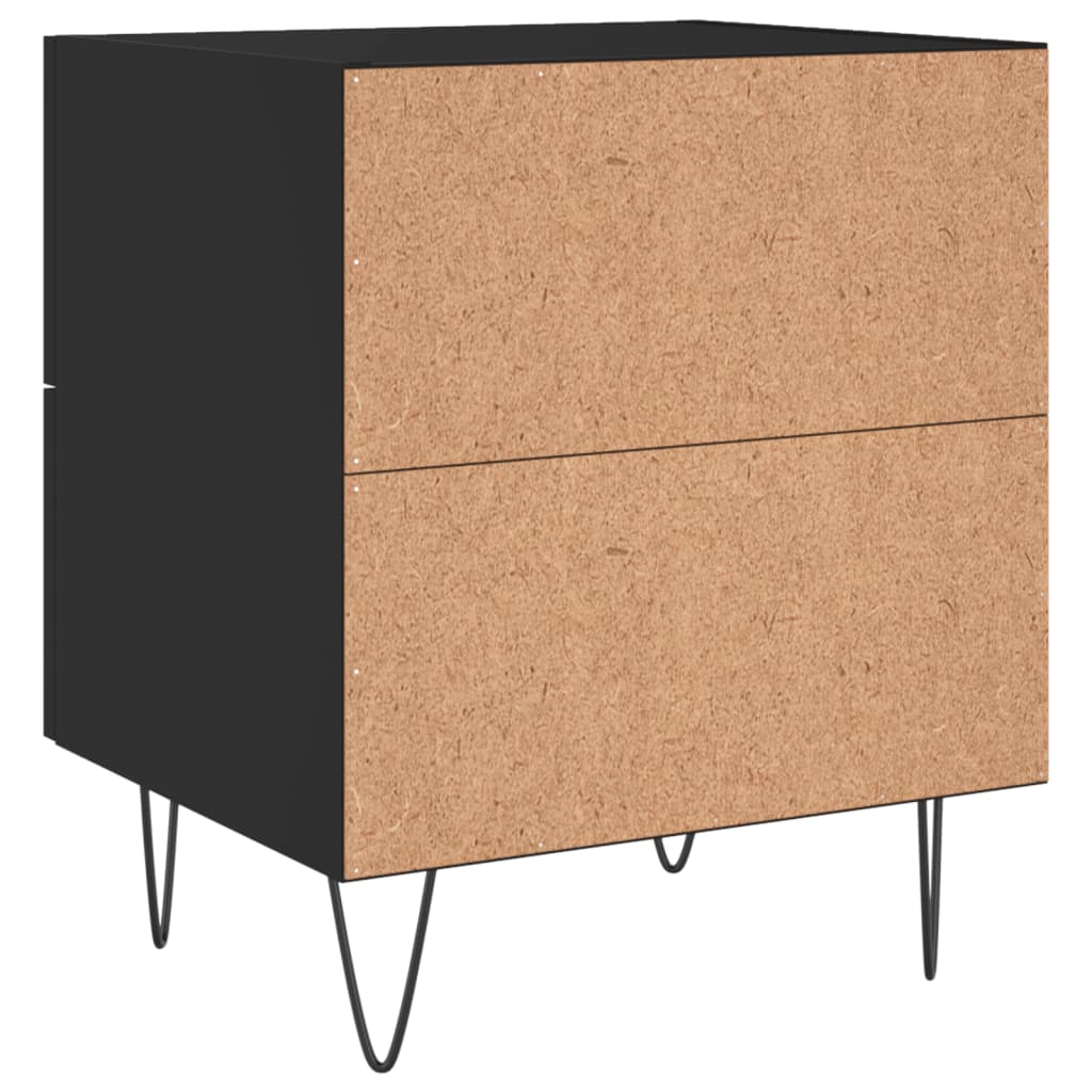 Set of 2 Black Bedside Cabinets, Engineered Wood, 40x35x47.5 cm