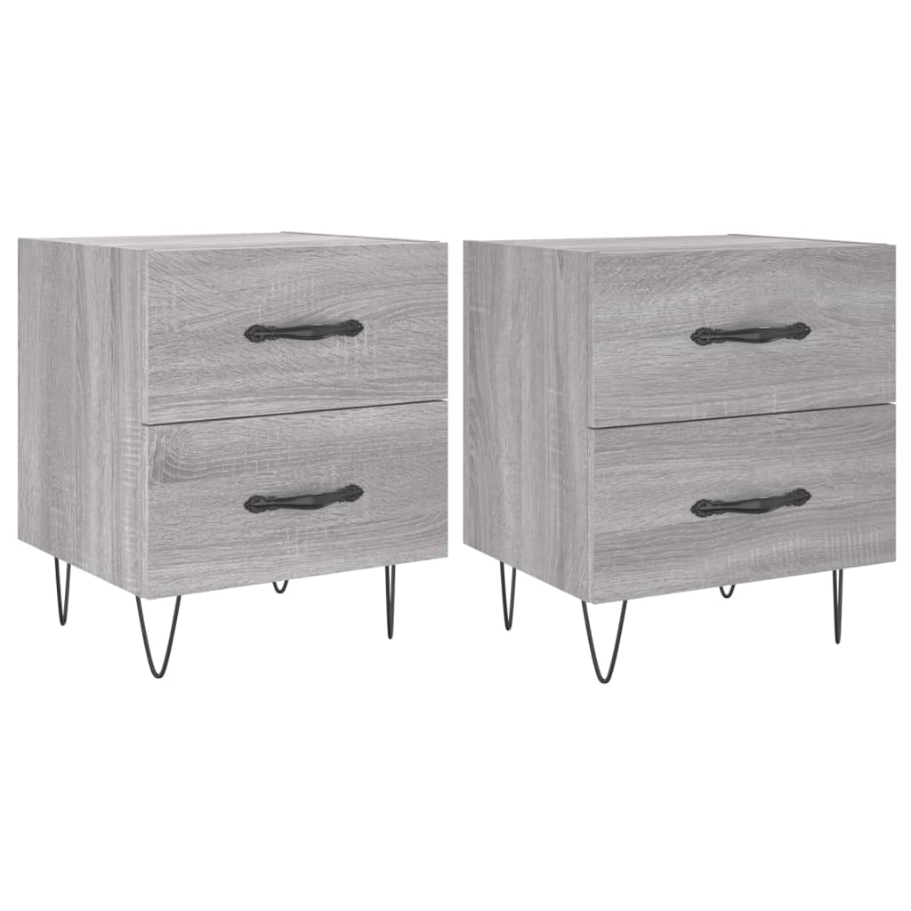 Grey Sonoma Bedside Cabinets 2 pcs - 40x35x47.5 cm Engineered Wood
