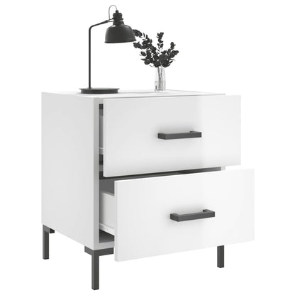 High Gloss White Bedside Cabinets Set - 2 pcs, 40x35x47.5 cm