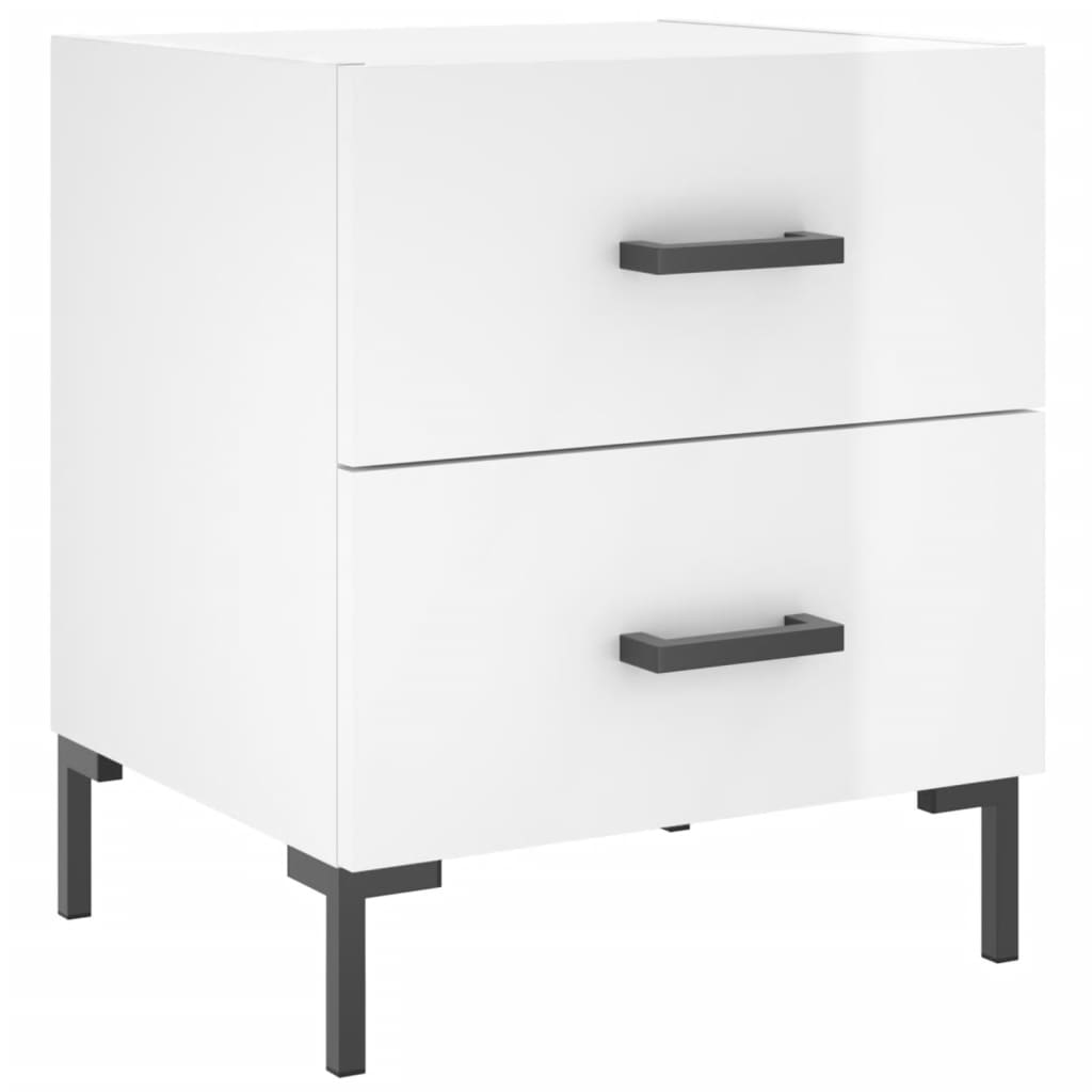 High Gloss White Bedside Cabinets Set - 2 pcs, 40x35x47.5 cm