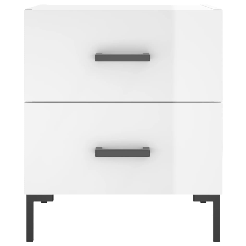 High Gloss White Bedside Cabinets Set - 2 pcs, 40x35x47.5 cm