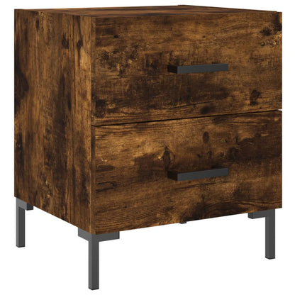 Smoked Oak Bedside Cabinet - 40x35x47.5 cm Engineered Wood