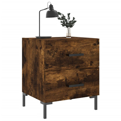 Smoked Oak Bedside Cabinet - 40x35x47.5 cm Engineered Wood