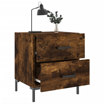 Smoked Oak Bedside Cabinet - 40x35x47.5 cm Engineered Wood