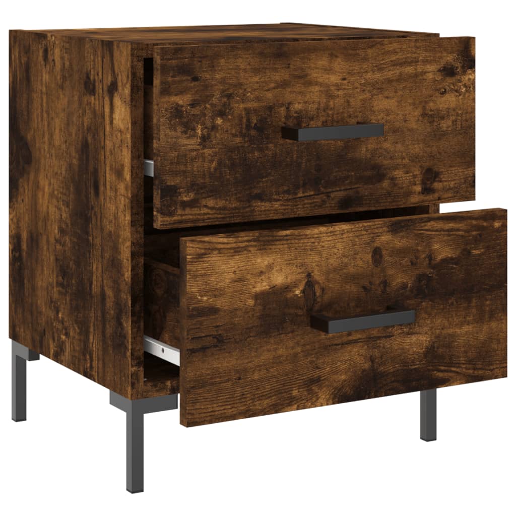 Smoked Oak Bedside Cabinet - 40x35x47.5 cm Engineered Wood