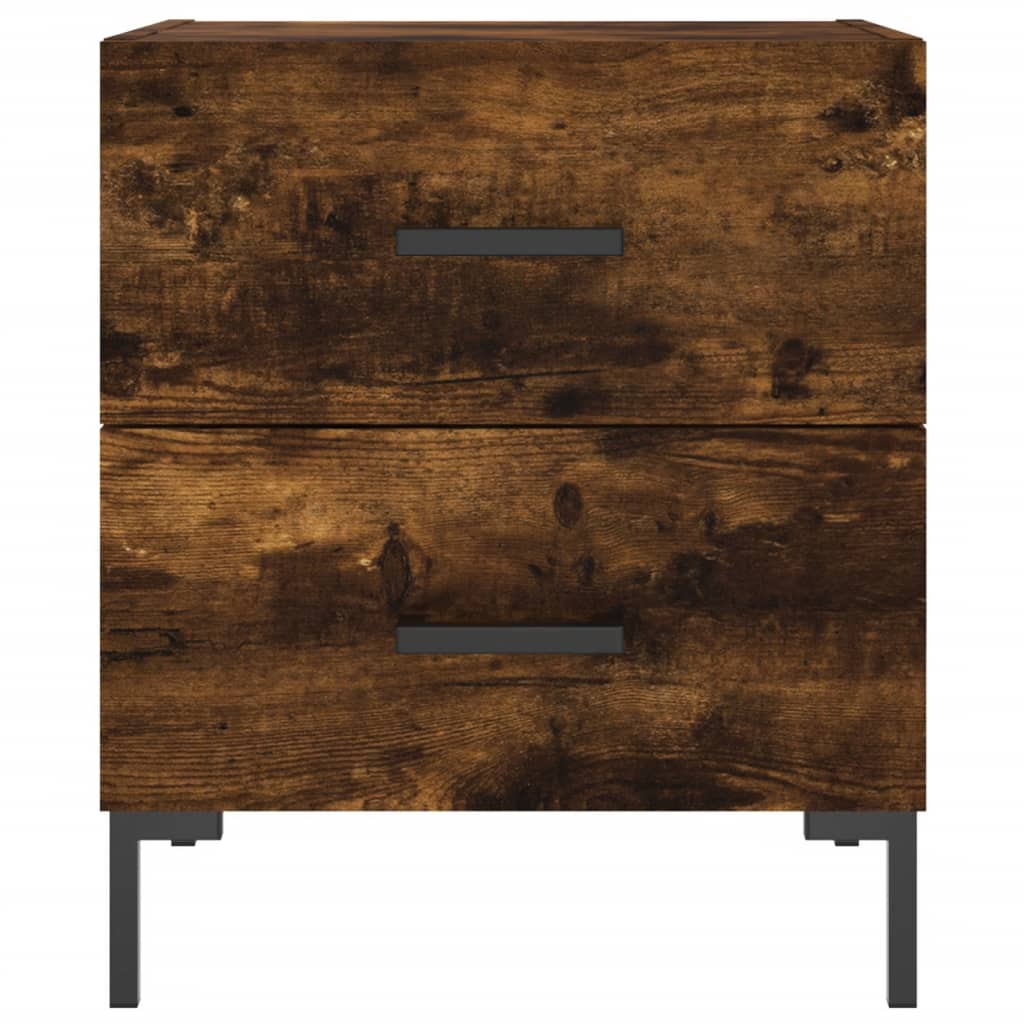 Smoked Oak Bedside Cabinet - 40x35x47.5 cm Engineered Wood