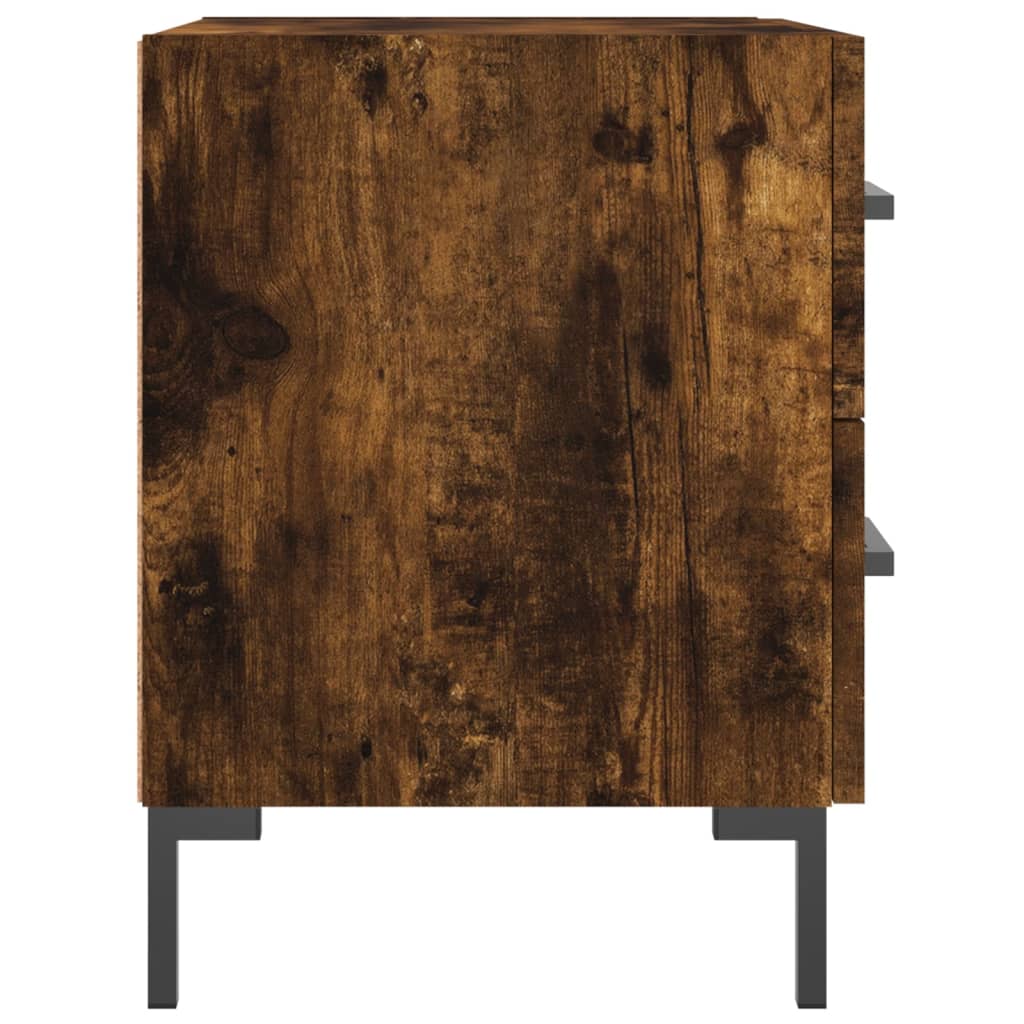 Smoked Oak Bedside Cabinet - 40x35x47.5 cm Engineered Wood