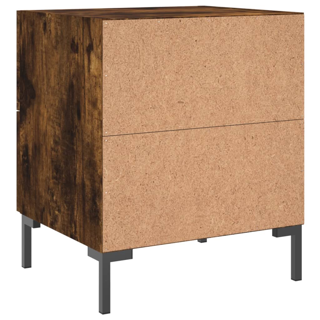 Smoked Oak Bedside Cabinet - 40x35x47.5 cm Engineered Wood