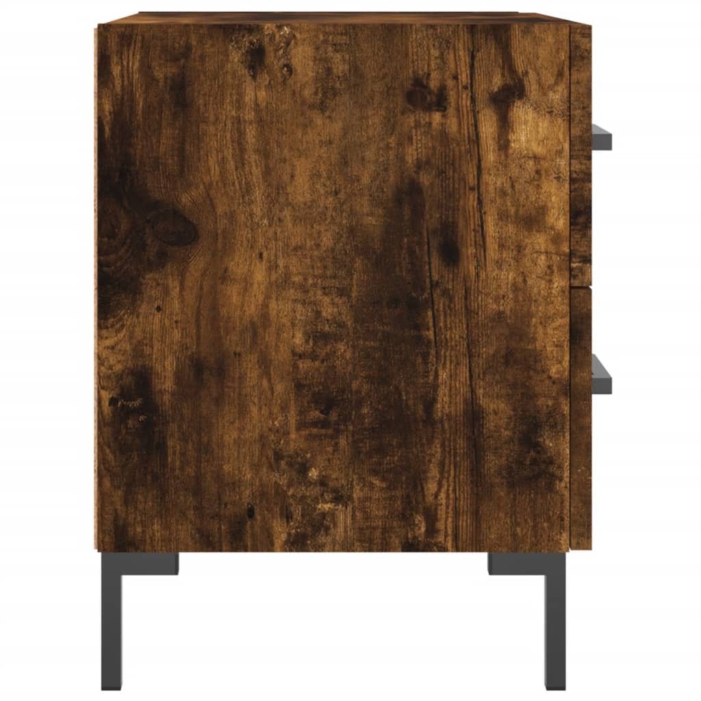Smoked Oak Bedside Cabinets Set - Engineered Wood 40x35x47.5 cm