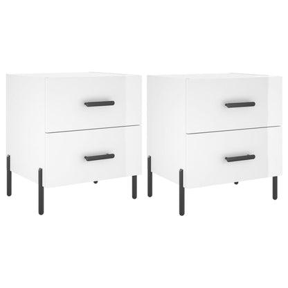 High Gloss White Bedside Cabinets 2 Pcs 40x35x47.5 cm Wood