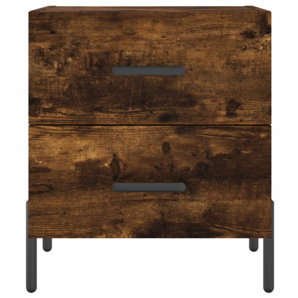 Set of 2 Smoked Oak Bedside Cabinets - 40x35x47.5 cm Engineered Wood