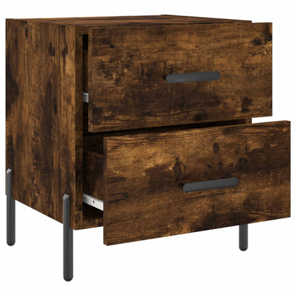 Set of 2 Smoked Oak Bedside Cabinets - 40x35x47.5 cm Engineered Wood
