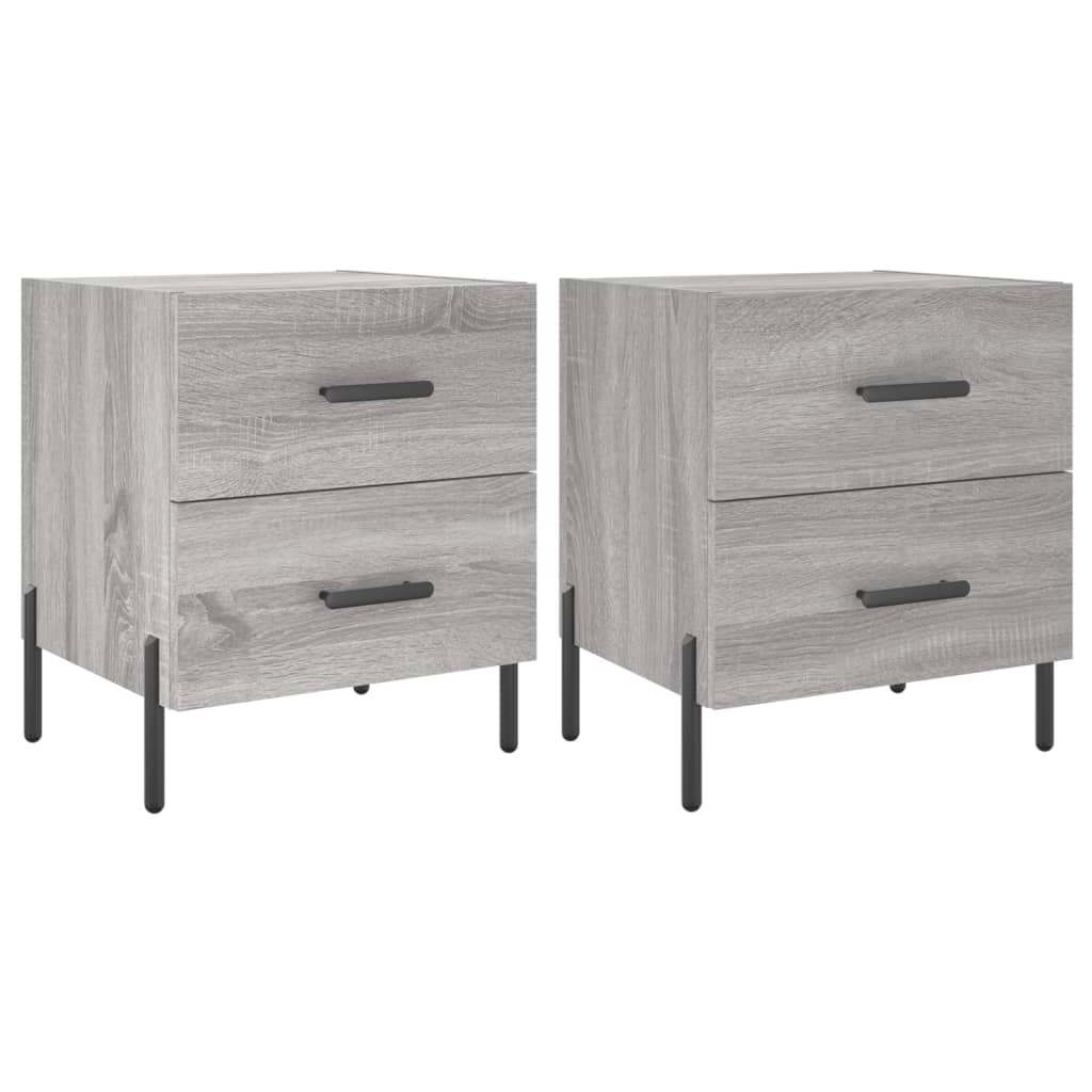 Grey Sonoma Bedside Cabinets 2 pcs - 40x35x47.5 cm Engineered Wood