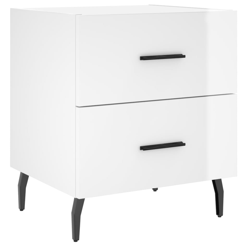 Bedside Cabinets 2 pcs High Gloss White 40x35x47.5 cm Engineered Wood