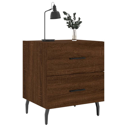 Brown Oak Bedside Cabinets Set - Engineered Wood, 40x35x47.5 cm