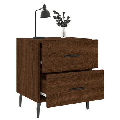 Brown Oak Bedside Cabinets Set - Engineered Wood, 40x35x47.5 cm