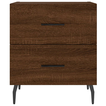 Brown Oak Bedside Cabinets Set - Engineered Wood, 40x35x47.5 cm