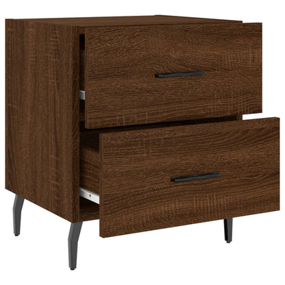 Brown Oak Bedside Cabinets Set - Engineered Wood, 40x35x47.5 cm