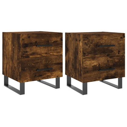 Smoked Oak Bedside Cabinets 2pcs - Engineered Wood, 40x35x47.5 cm