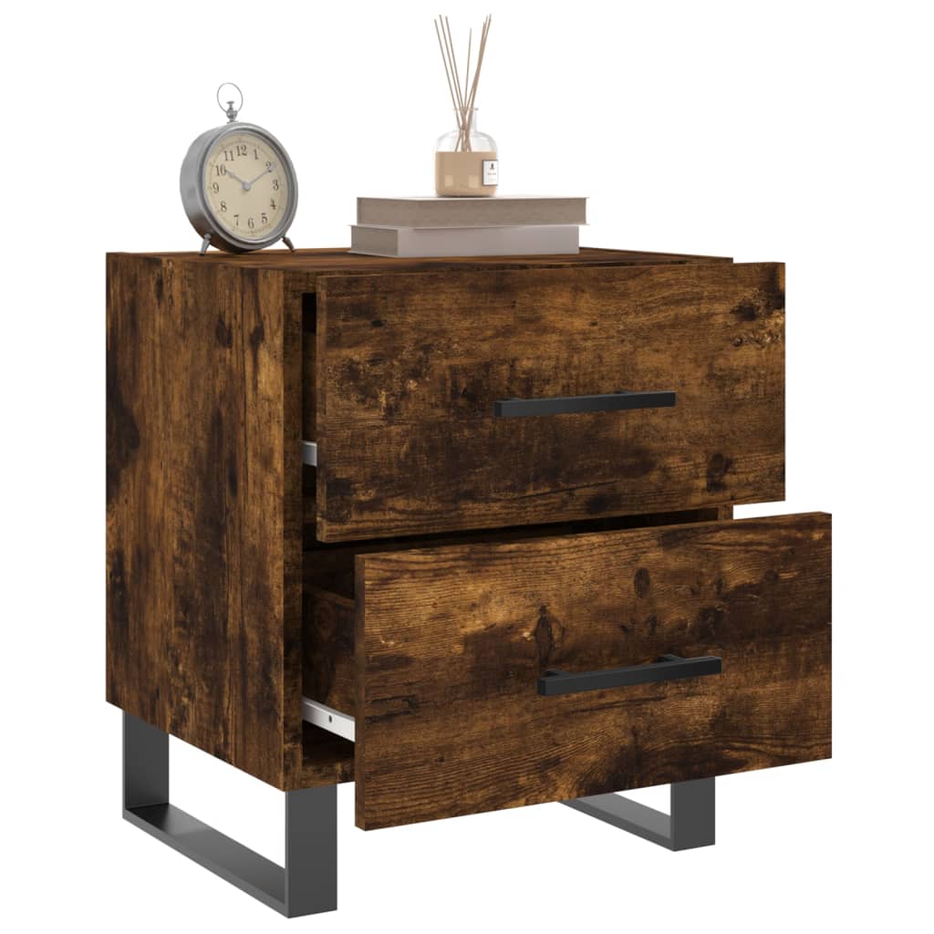 Smoked Oak Bedside Cabinets 2pcs - Engineered Wood, 40x35x47.5 cm