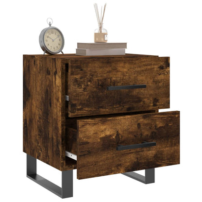Smoked Oak Bedside Cabinets 2pcs - Engineered Wood, 40x35x47.5 cm