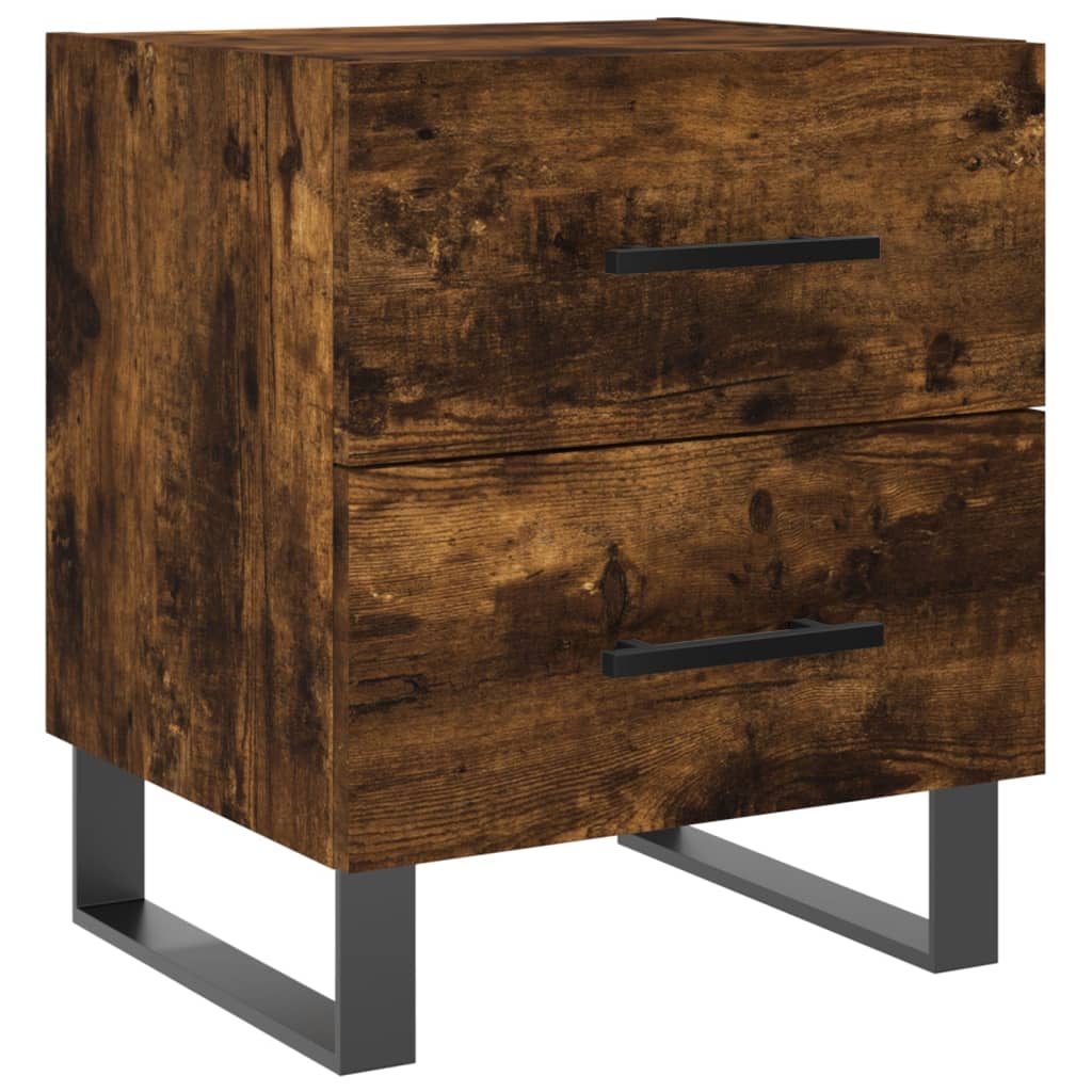 Smoked Oak Bedside Cabinets 2pcs - Engineered Wood, 40x35x47.5 cm